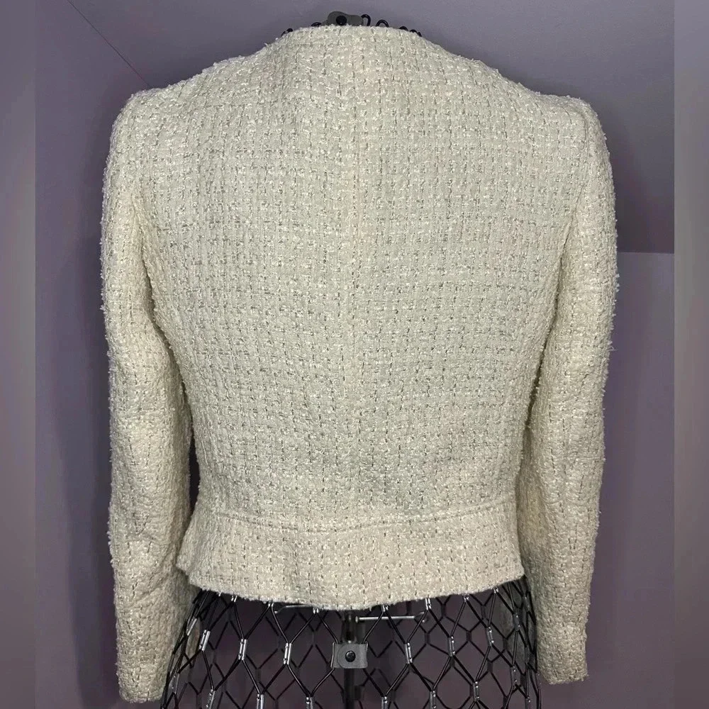 Brooks Brothers White Tweed Jacket with Sparkle Thread. Size 4.